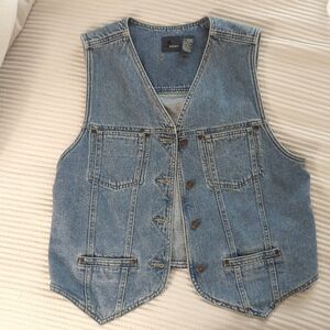 VINTAGE (est 90s) Liz Clairborne 100% Cotton Denim Vest | M-L